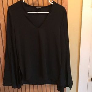 Top shop Black V neck with flare sleeves blouse.